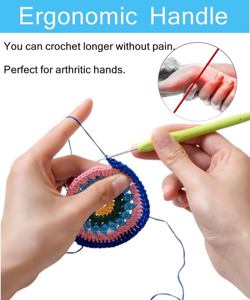 ZICALSO Crochet Hook Set,14 Sizes Crochet Hooks for Arthritic Hands,Crochet Hooks Ergonomic Soft Grip with Case,Crochet Needles(Size B-Size N) - Image 4